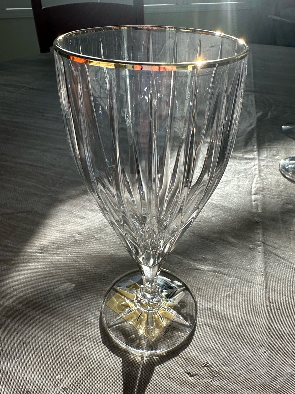 Mikasa Golden Tiara Iced Tea Crystal goblet with gold trim. Germany